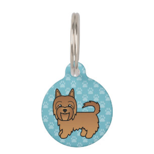 Red Australian Terrier Dog And Pet's Name & Number Pet Tag