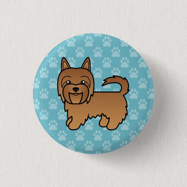 Red Australian Terrier Dog On Blue Colour 3 Cm Round Badge (Front)