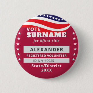 RED Authorised Volunteer 2026 Election Campaign ID 6 Cm Round Badge