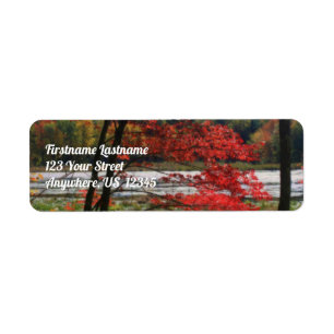Red Autumn Foliage Marsh Orton Effect Address Return Address Label