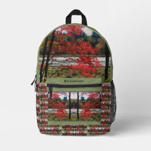 Red Autumn Foliage Marsh Personalised Printed Backpack