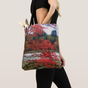 Red Autumn Foliage Marsh Tote Bag