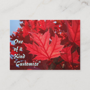 Red Autumn Leaves Blue Sky Custom Business Cards