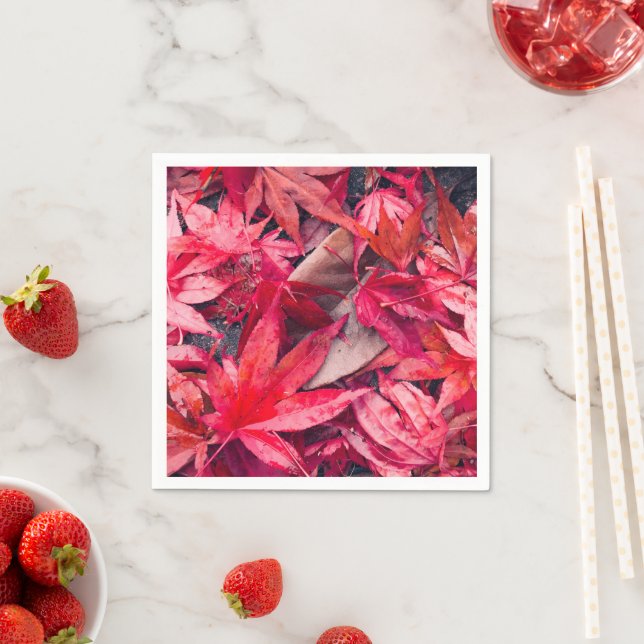 Red Autumn Leaves Napkin (Insitu)