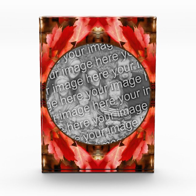 Red Autumn Leaves Nature Add Your  Photo Block (Front)