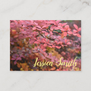 Red Autumn Leaves Nature Fall Foliage Photography Business Card
