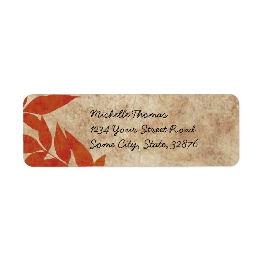Red Autumn Leaves Vintage Return Address Label