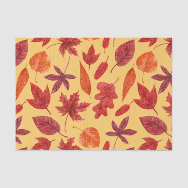 Red autumn leaves watercolor tissue paper (Front)