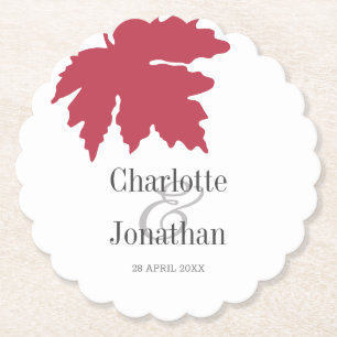 Red Autumn Maple Leaf Wedding/Engagement Favours Paper Coaster