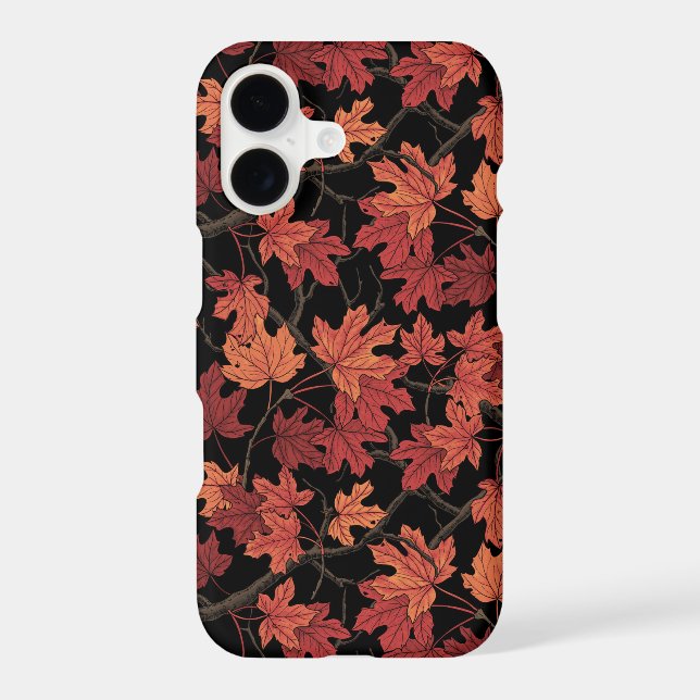 Red Autumn maple leaves on black (Back)