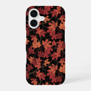 Red Autumn maple leaves on black iPhone 16 Case