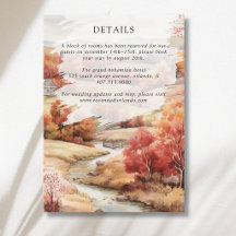 Red Autumn River Forest Fall Wedding Details