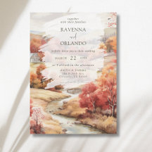 Red Autumn River Forest Fall Wedding