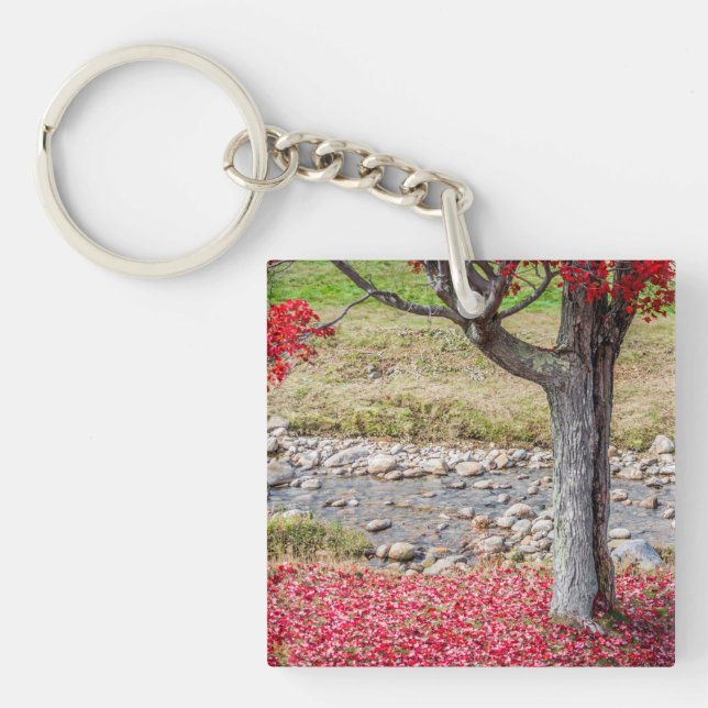 Red Autumn Tree Acrylic Keychain (Front)