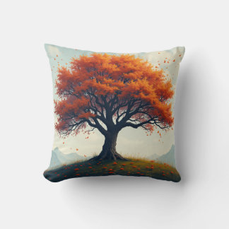 red autumn tree cushion