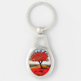 Red Autumn Tree Key Ring