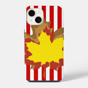 Red Autumnal Stripes with Leaves iPhone Case