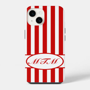 Red Autumnal Stripes with monogram iPhone Case