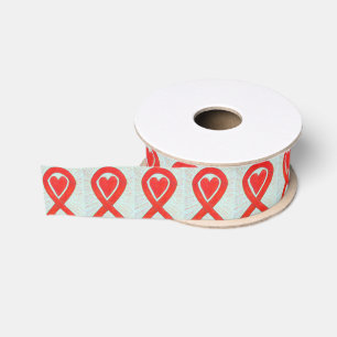 Red Awareness Heart Customised Art Ribbon Grosgrain Ribbon