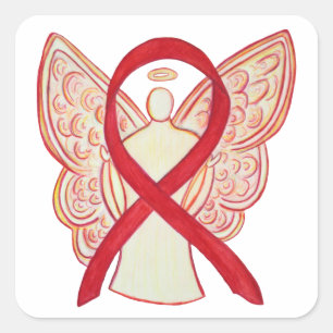 Red Awareness Ribbon Angel Art Decal Stickers