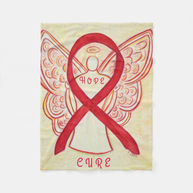 Red Awareness Ribbon Angel Blood Cancer Blanket (Front)