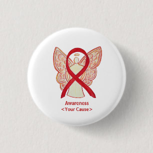Red Awareness Ribbon Angel Custom Art Pins