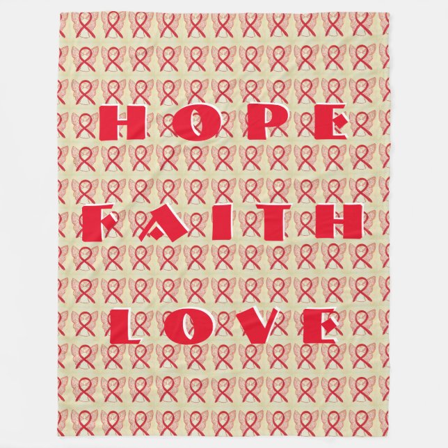 Red Awareness Ribbon Angel Custom Fleece Blanket (Front)