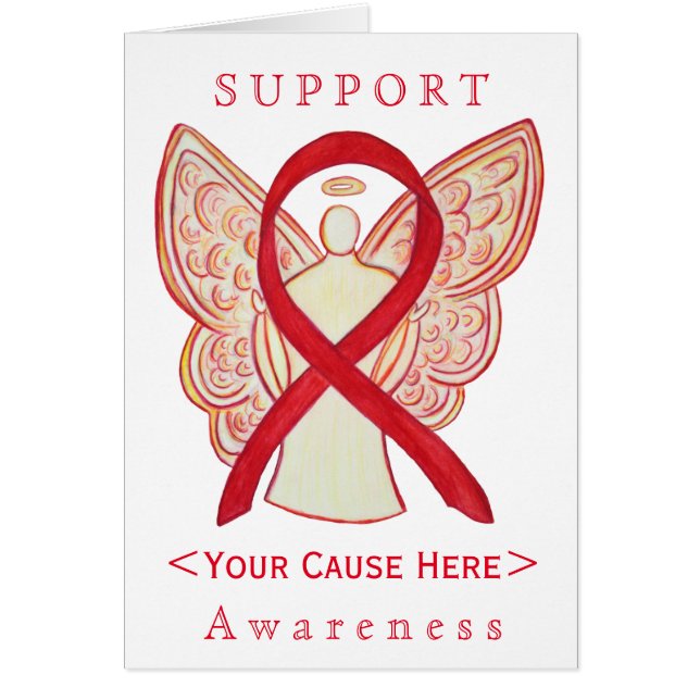 Red Awareness Ribbon Angel Customised Card (Front)