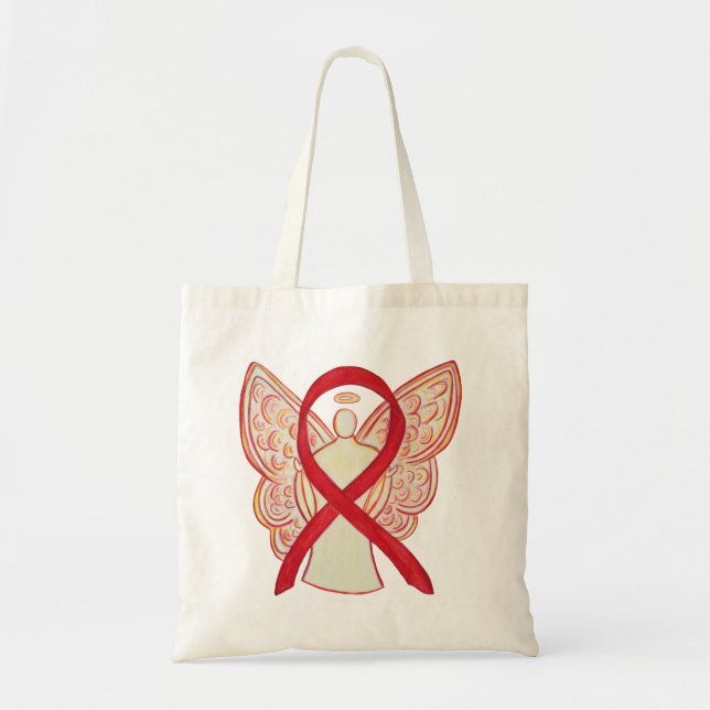 Red Awareness Ribbon Custom Art Tote Bag (Front)