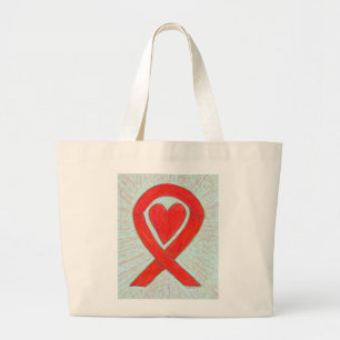 Red Awareness Ribbon Custom Art Tote Bag