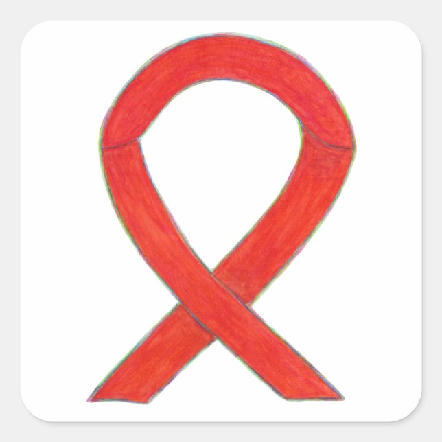 Red Awareness Ribbon Custom Sticker Art Decals (Front)