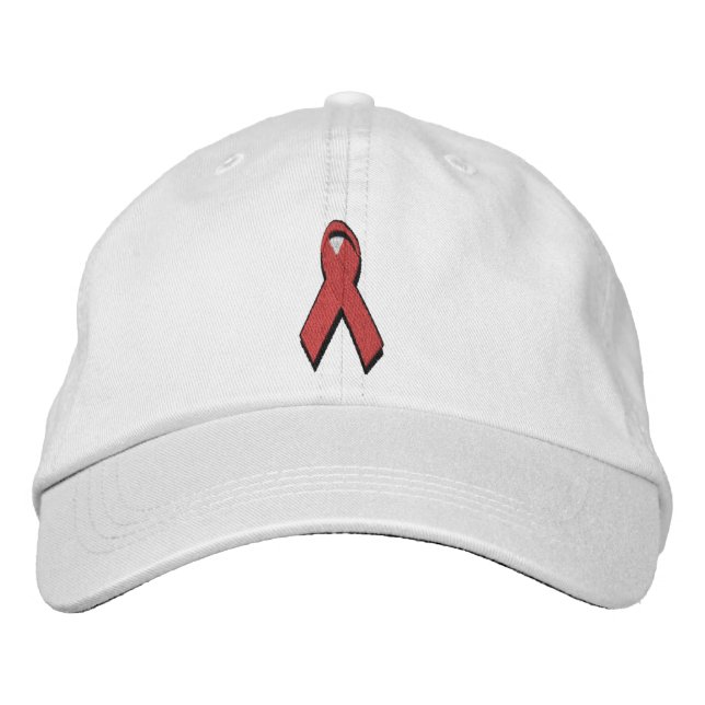 red awareness ribbon embroidered hat (Front)