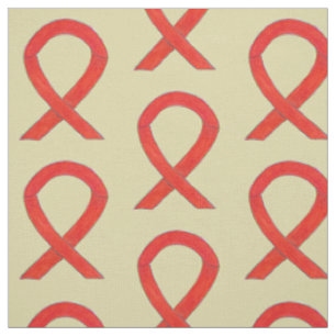 Red Awareness Ribbon Fabric Art Custom Material