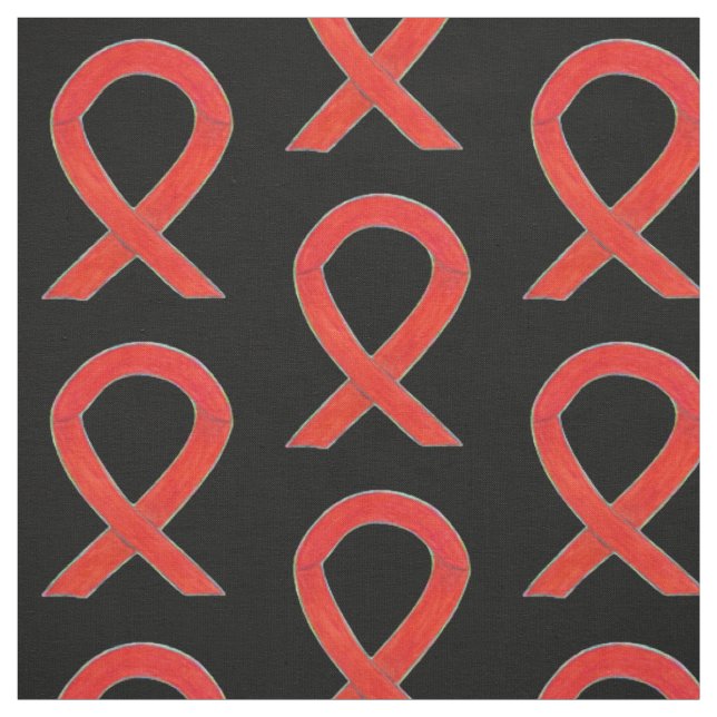 Red Awareness Ribbon  Fabric Art Custom Material (Swatch)