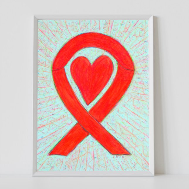 Red Awareness Ribbon Heart Poster Art Print (Creator Uploaded)
