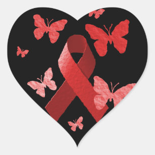 Red Awareness Ribbon Heart Sticker