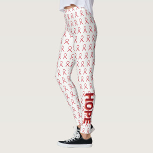 Red Awareness Ribbon Hope and Cure Custom Leggings