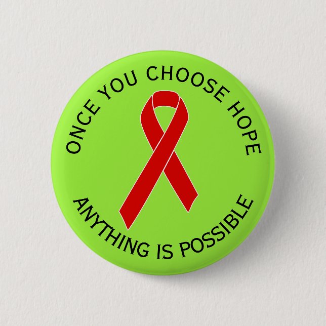 Red Awareness Ribbon + your message 6 Cm Round Badge (Front)