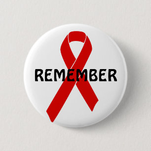 Red Awareness Ribbon + your message 6 Cm Round Badge