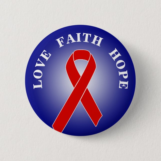Red Awareness Ribbon + your message 6 Cm Round Badge (Front)