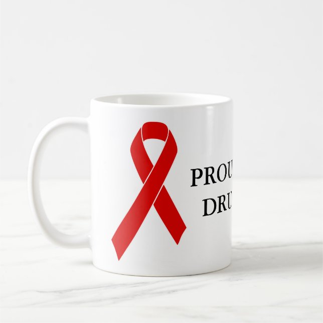 Red Awareness Ribbon + your message Coffee Mug (Left)