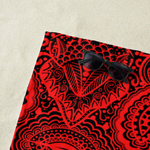 Red aztec pattern beach towel
