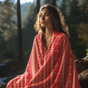 Red aztec pattern beach towel