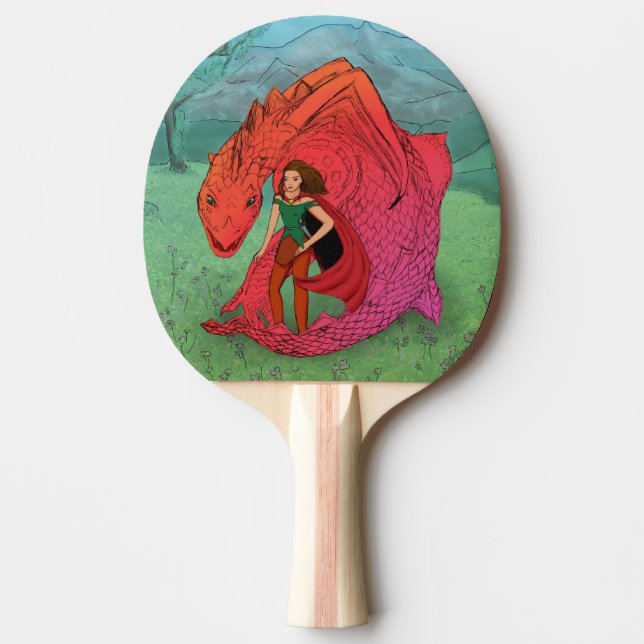 Red Baby Dragon Ping Pong Paddle (Front)