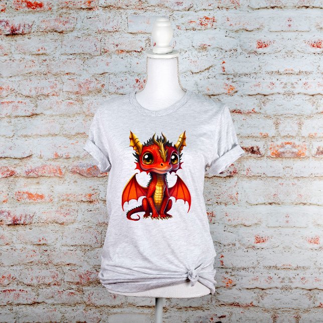 Red Baby Dragon With Golden Horns and Big Eyes T-Shirt (Creator Uploaded)