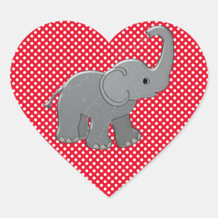 red baby elephant heart sticker