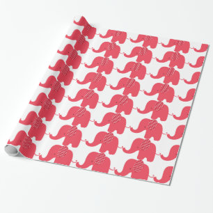Red Baby Elephant Wrapping Paper