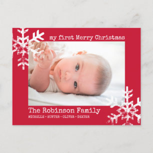 Red Baby Holiday First Christmas Photo Snowflakes