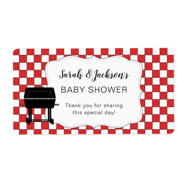 Red BaBy-Q baby shower favour or water bottle bbq (Front)