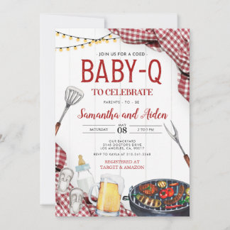 Red Baby-Q Baby Shower Invitation